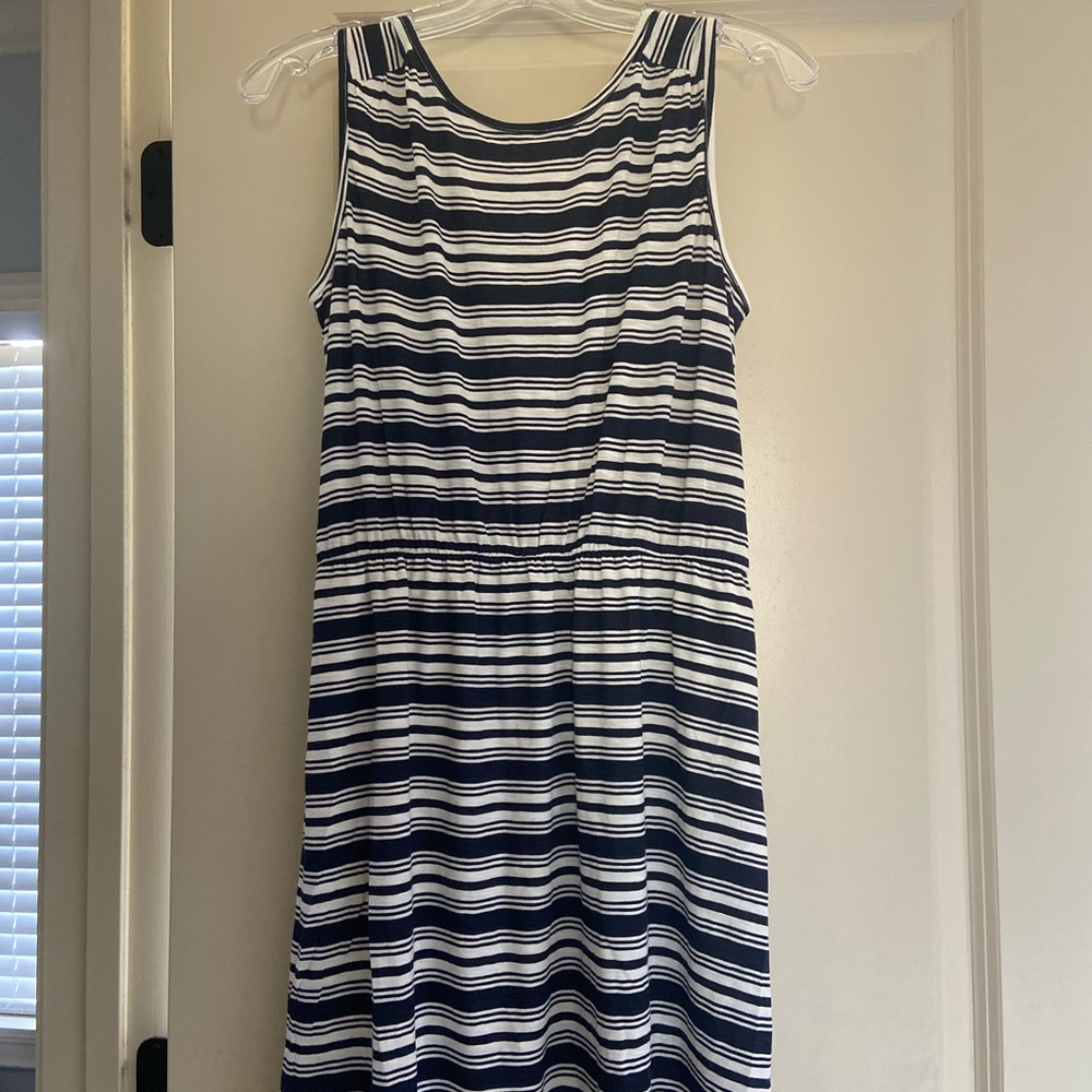 Black and white striped dress